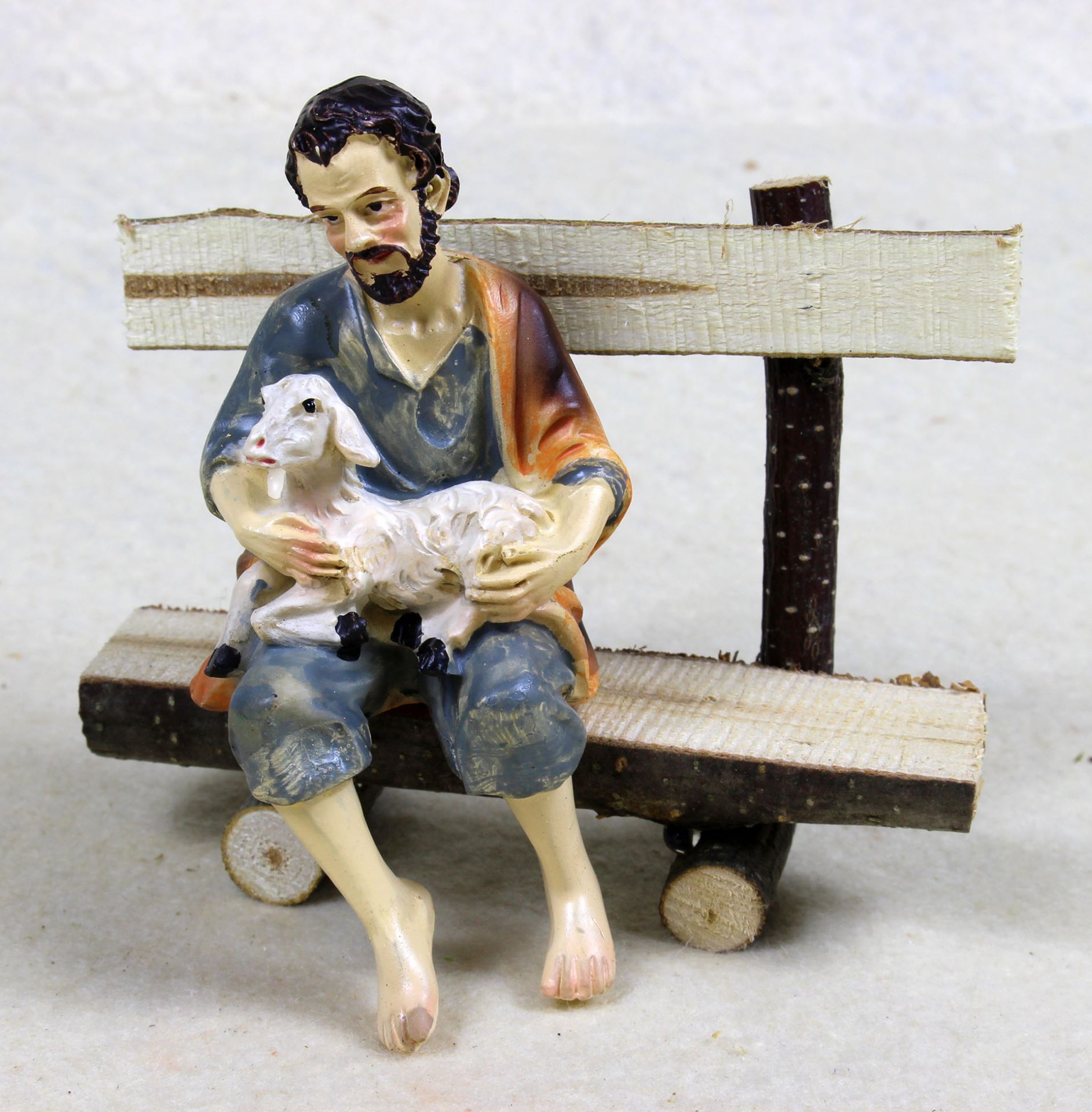 Krippenfigur Hirte Mit Schaf - Liegend, Für 9cm Figuren, Weihnachtskrippe